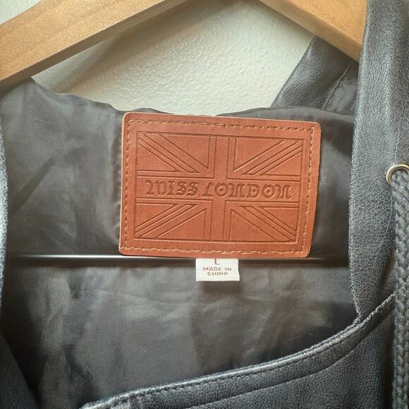 Miss London Women's Faux Leather Zip Hoodie Vest Dark Gray Size Large - Picture 5 of 9